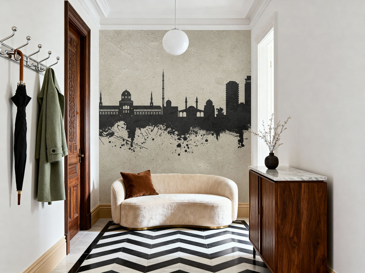 Damascus Syria Skyline Concrete Mural Wallpaper - room preview 02