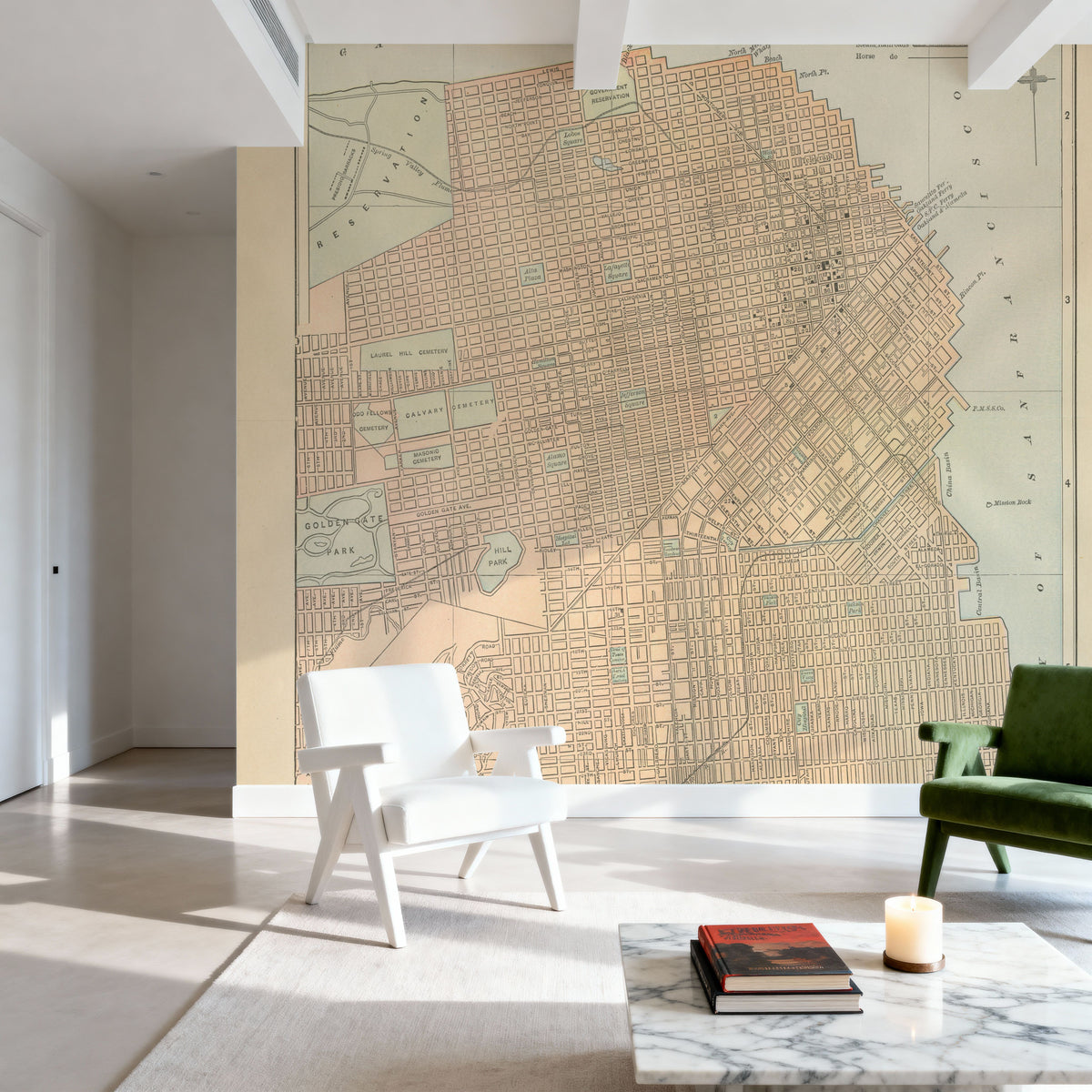 San Francisco Map Mural Wallpaper - room preview 02