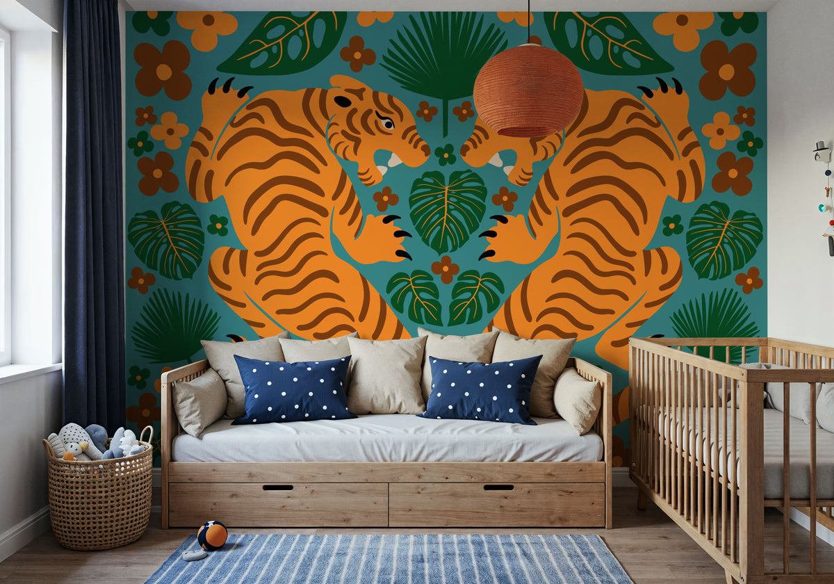 Otomi Tigers Mural Wallpaper - room preview 02