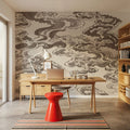 Ukiyo-e Clouds, Mauve Mural Wallpaper - room preview 02