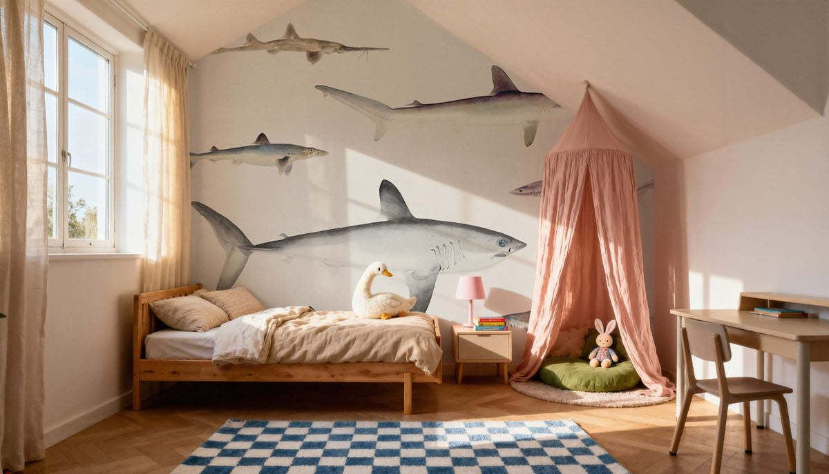 Sharks of the Pacific Ocean Mural Wallpaper - room preview 02