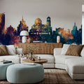 Sofia Bulgaria Skyline Blue & Bronze Mural Wallpaper - room preview 02