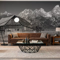 Mountain Homestead Black & White Mural Wallpaper - room preview 02