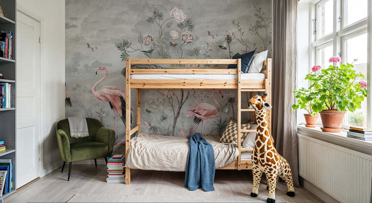 Flamingo Tapestry Mural Wallpaper - room preview 02