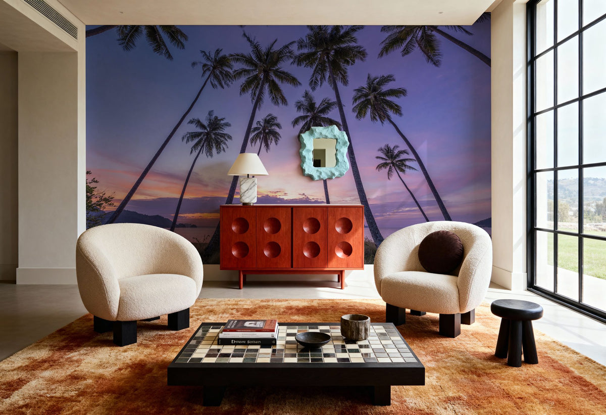 Sunset Palm Vista Mural Wallpaper - room preview 02