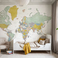 World Map Cities - Patti Mural Wallpaper - room preview 02