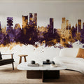 Rio De Janeiro Brazil Skyline Purple & Gold Mural Wallpaper - room preview 02