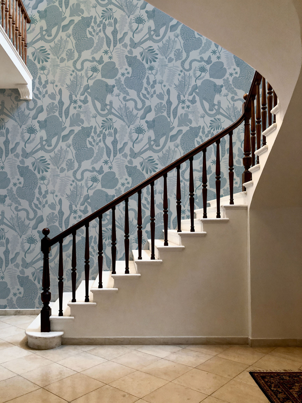 Jungle Leopards Blue Mural Wallpaper - room preview 02