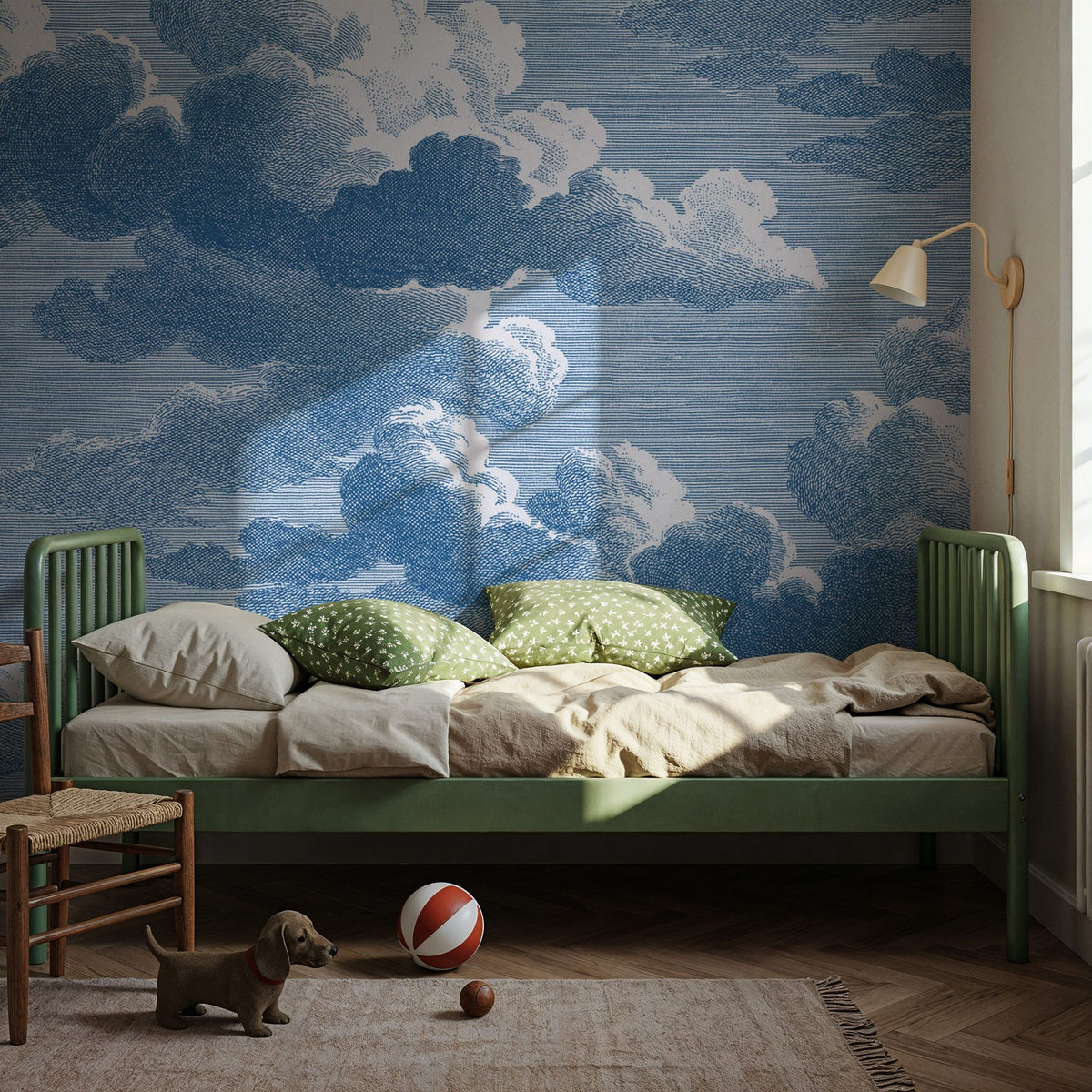 Intaglio Clouds, Blueberry Mural Wallpaper - room preview 02
