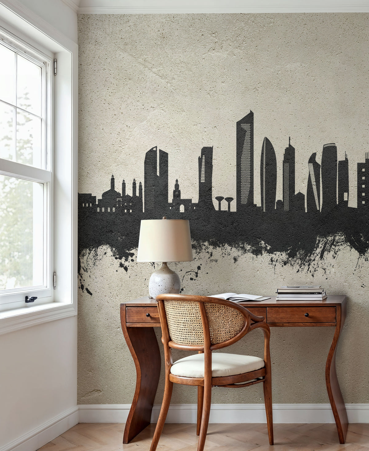 Kuwait City Skyline Concrete Mural Wallpaper - room preview 02