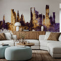 Riyadh Saudi Arabia Skyline Purple & Gold Mural Wallpaper - room preview 02