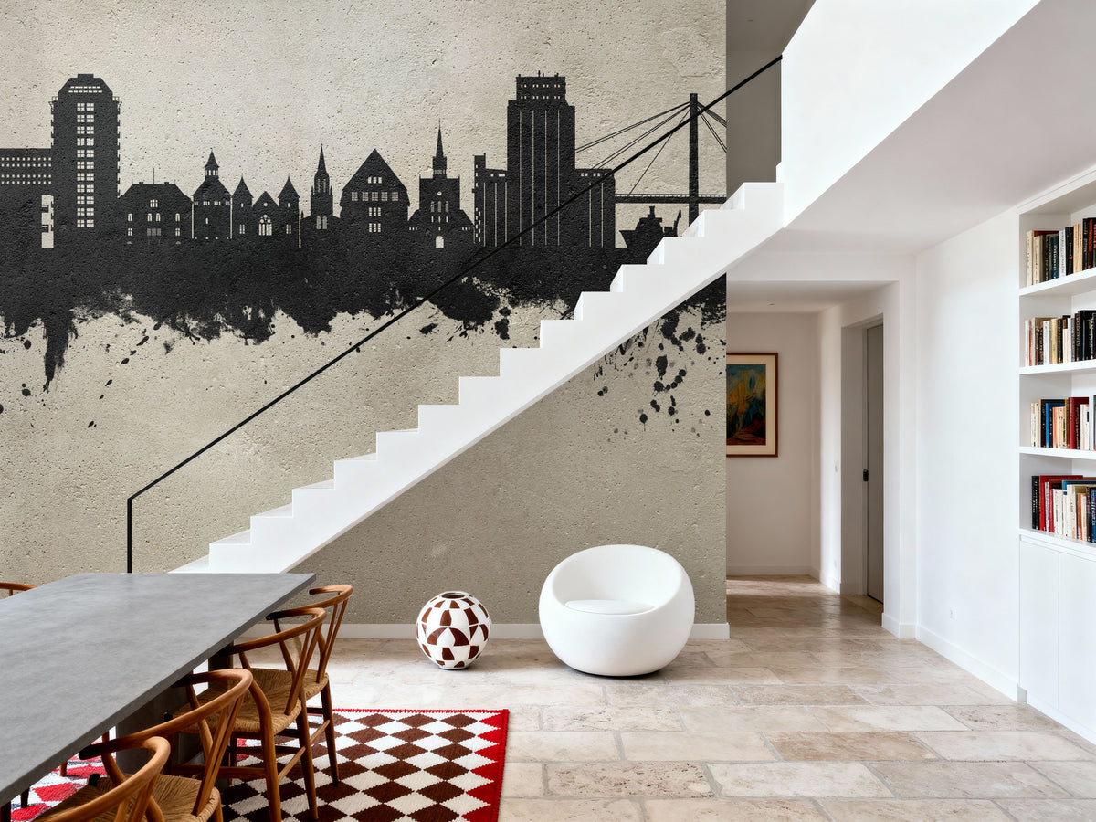 Stavanger Norway Skyline Concrete Mural Wallpaper - room preview 02