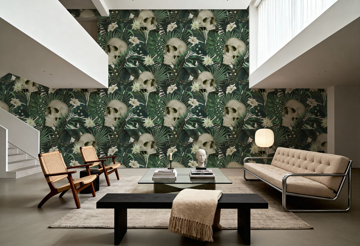 Peonies and Skulls Mural Wallpaper - room preview 02