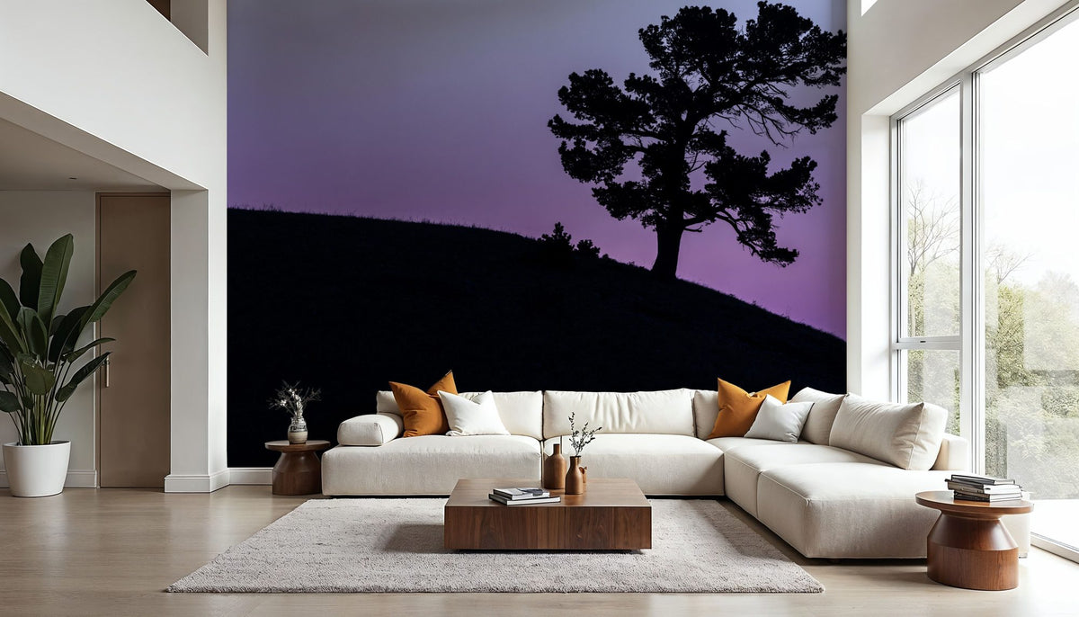 Limber Pine BW Mural Wallpaper - Blue Tone - room preview 02