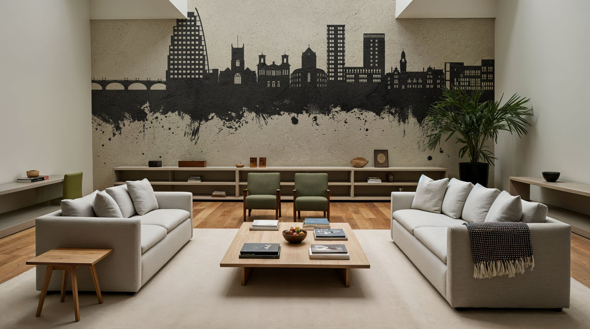 Kingston Upon Thames England Skyline Concrete Mural Wallpaper - room preview 02