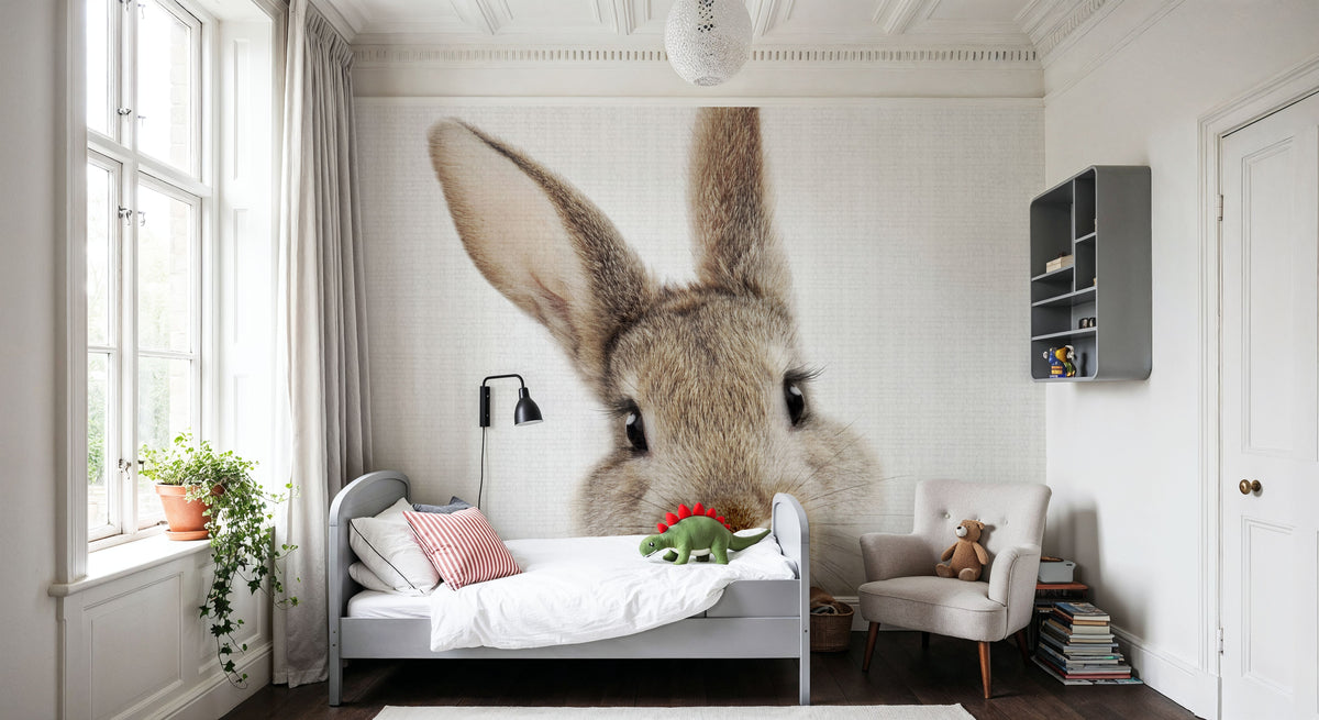 Peekaboo Bunny Mural Wallpaper - room preview 02