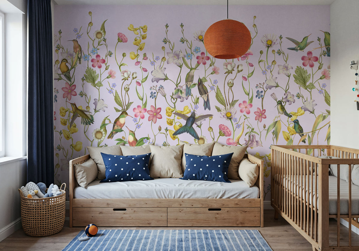 Bird Garden Pink Mural Wallpaper - room preview 02