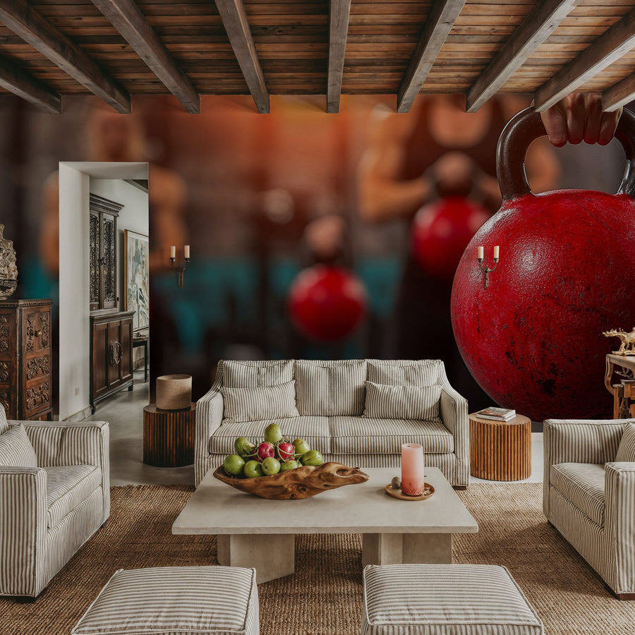 3D Wallpaper Mural – Optical Illusion Wall Mural – Kettlebell Time