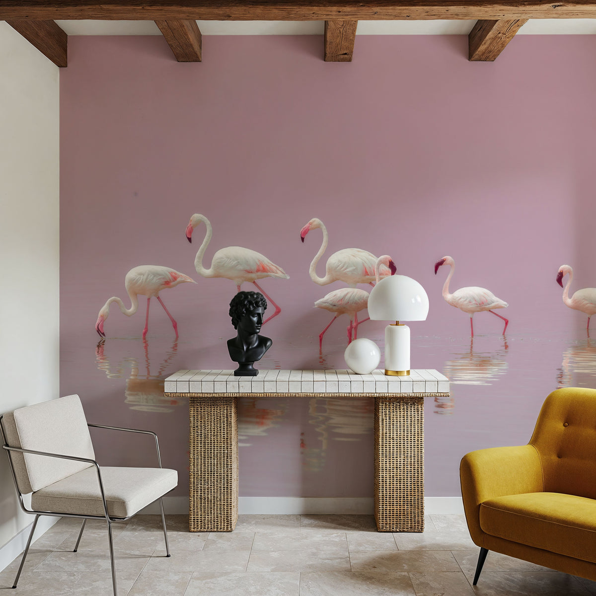 Flamingos Mural Wallpaper - Purple Tone - room preview 02