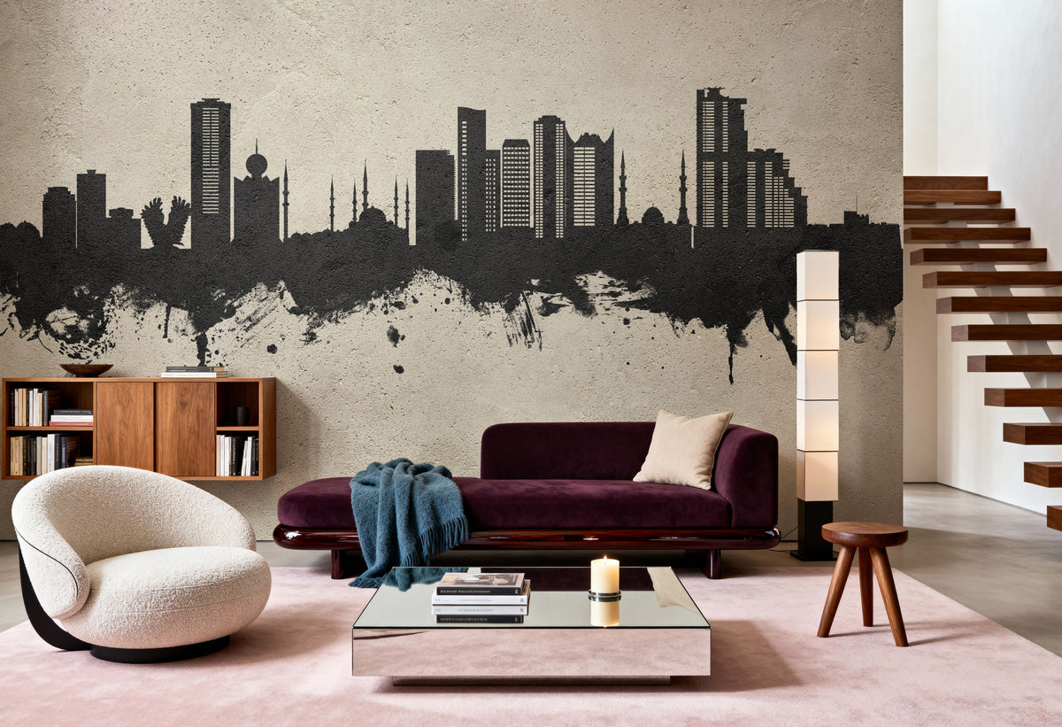 Fujairah Skyline Concrete Mural Wallpaper - room preview 02