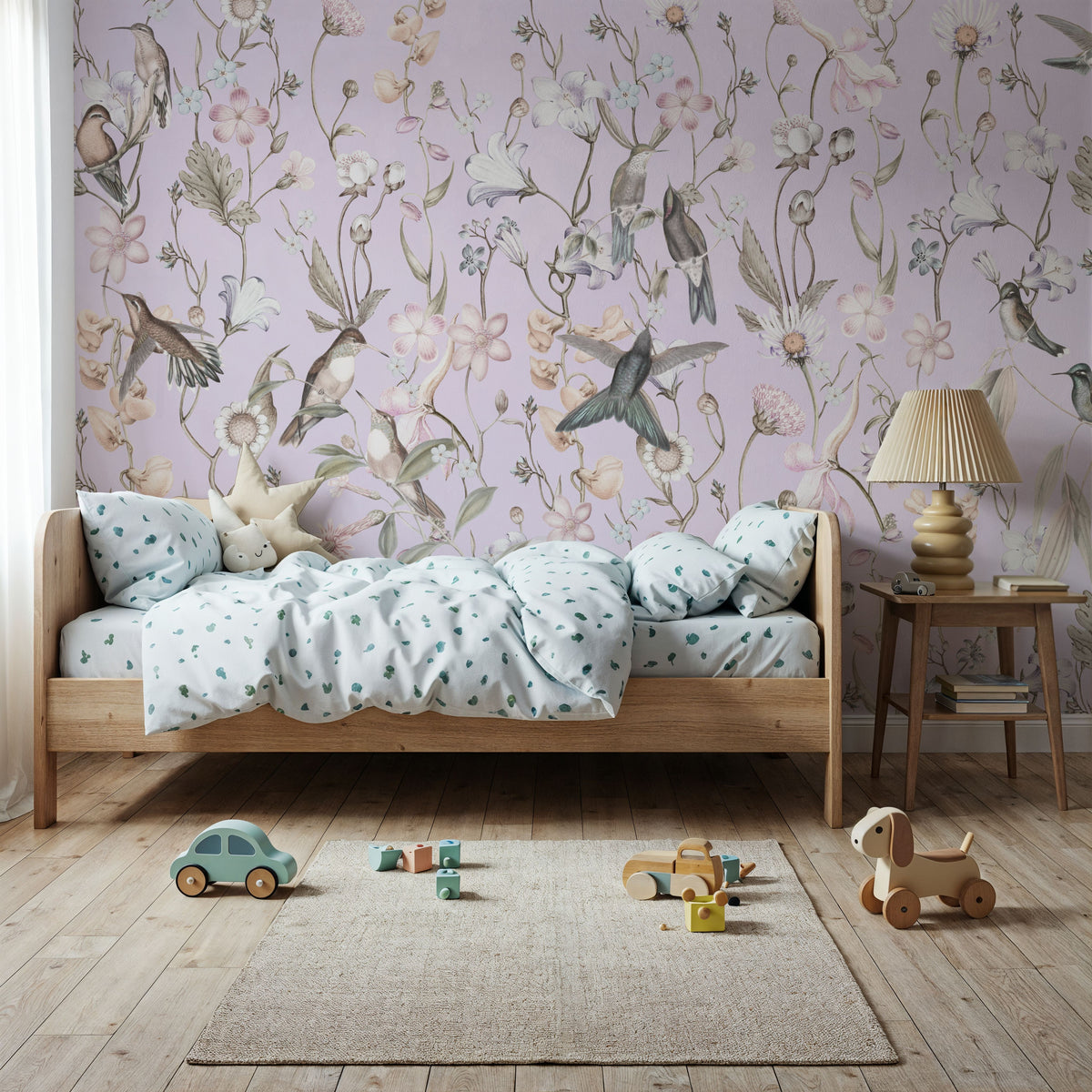 Bird Garden Purple Mural Wallpaper - room preview 02