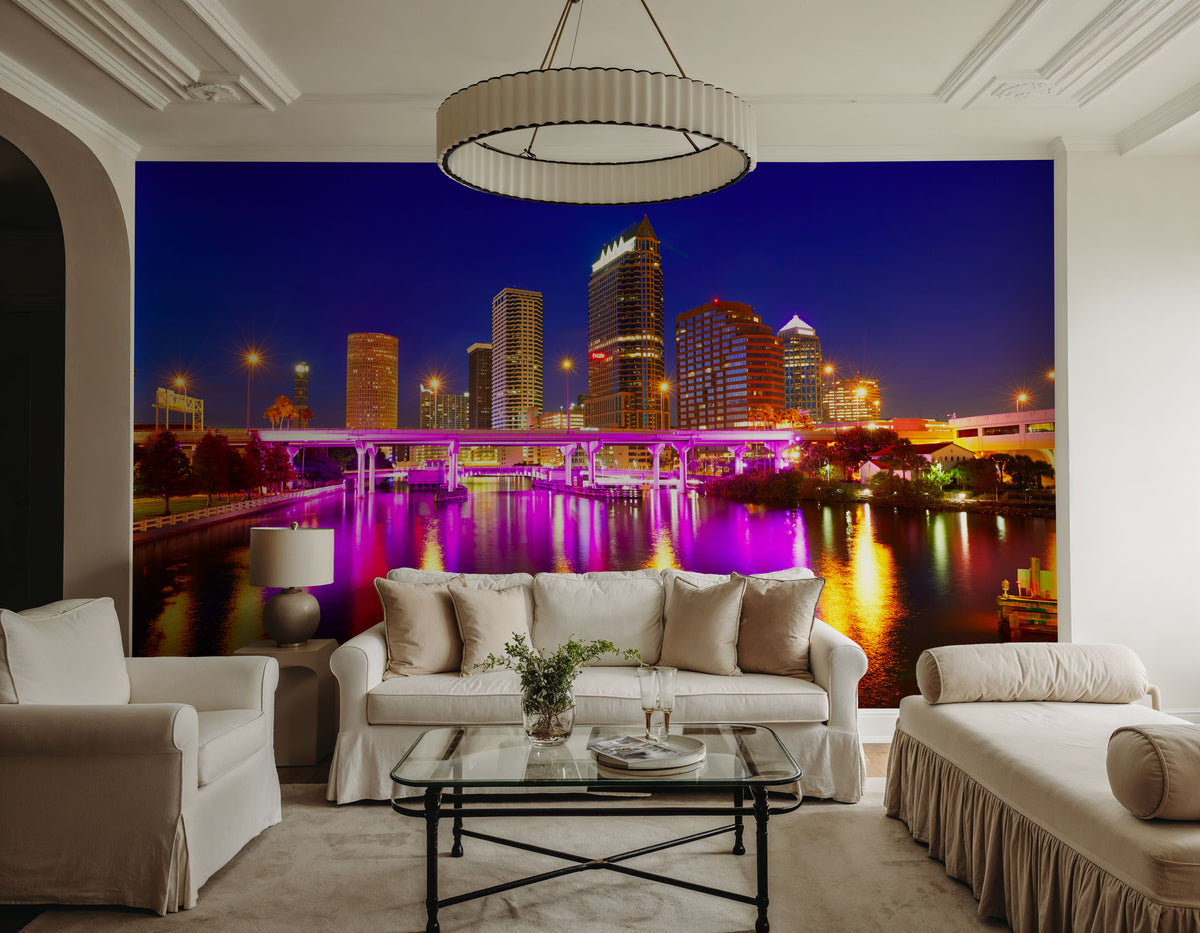 Tampa Skyline Mural Wallpaper - room preview 02