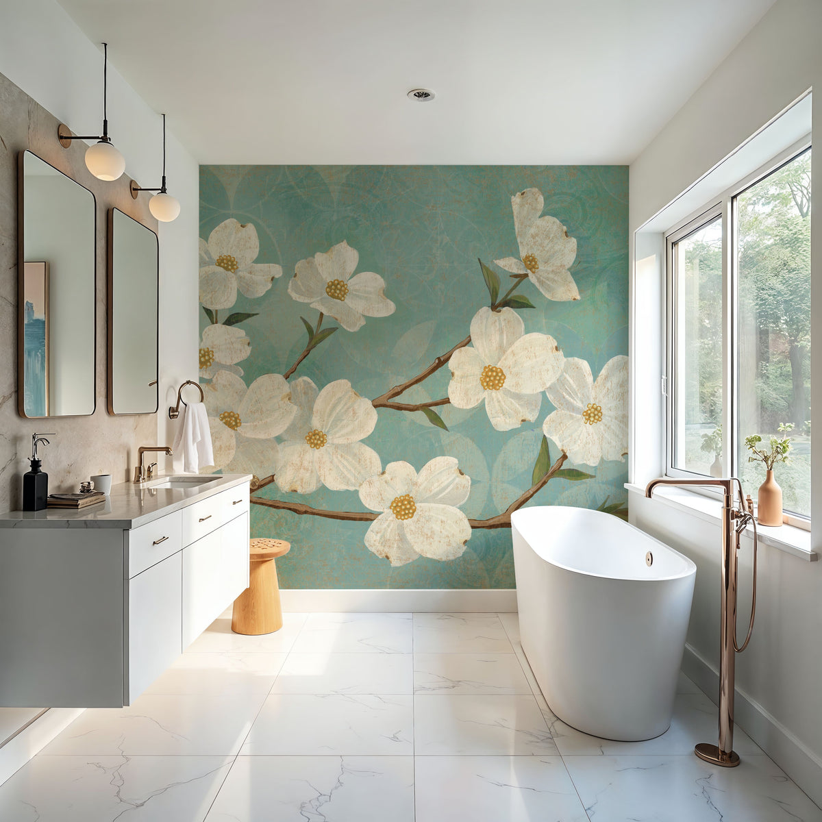 Kimono Blossoms Mural Wallpaper - room preview 02