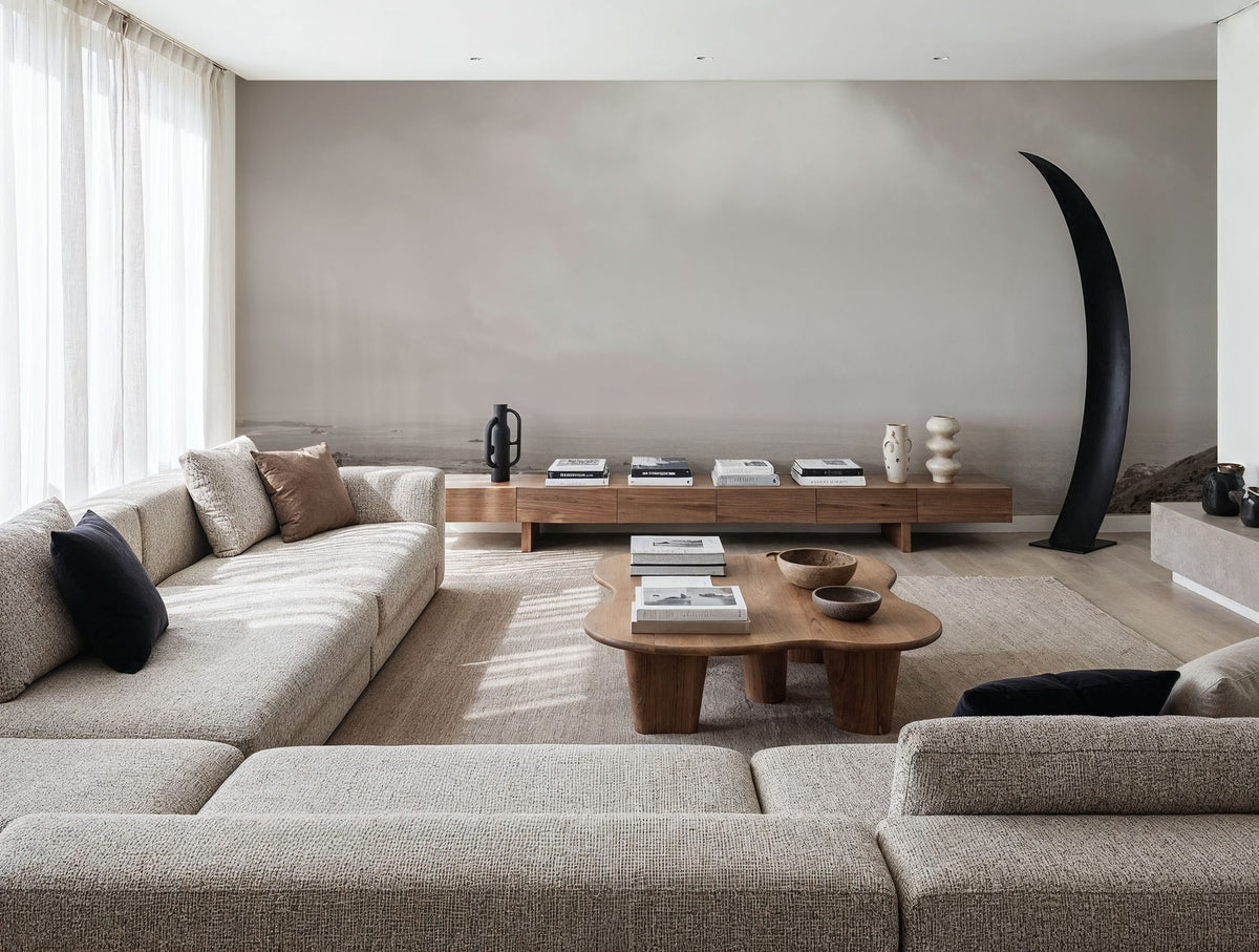 When Sea Becomes Sky BW Mural Wallpaper - room preview 02