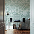 Flowers and Berries Teal Mural Wallpaper - room preview 02