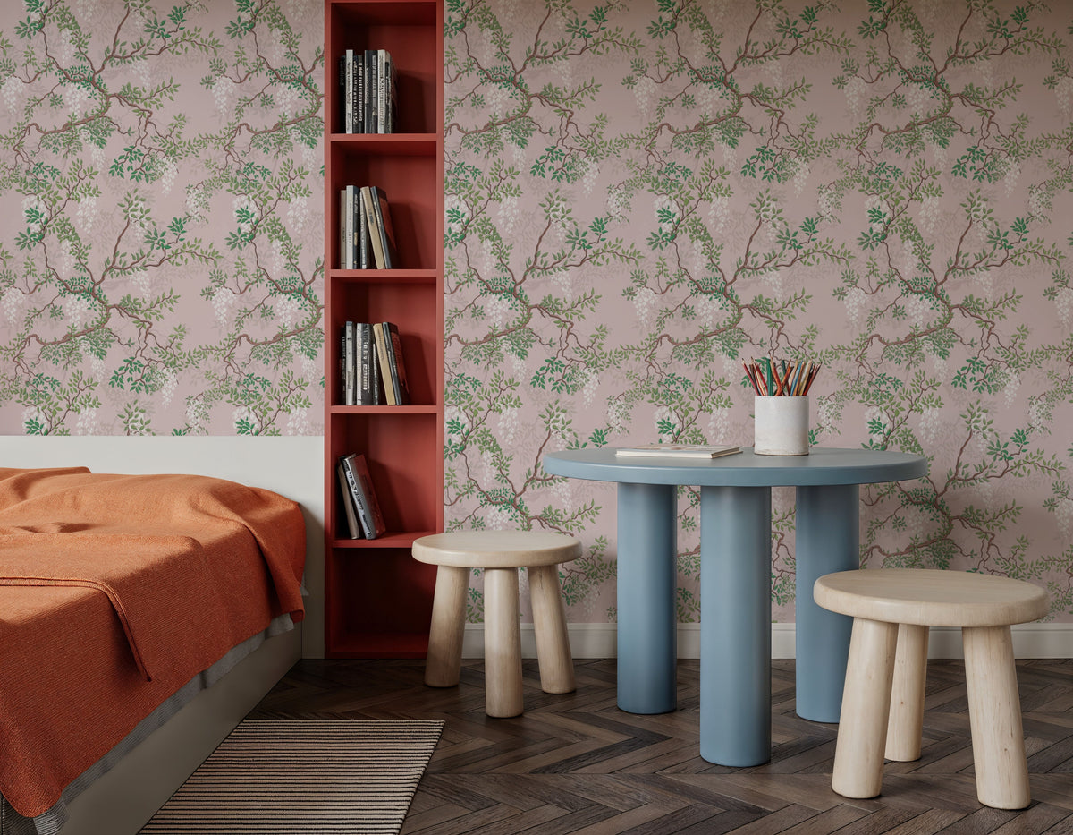 Climbing Wisteria, Rose Mural Wallpaper - room preview 02