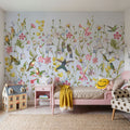Bird Garden Light Blue Mural Wallpaper - room preview 02
