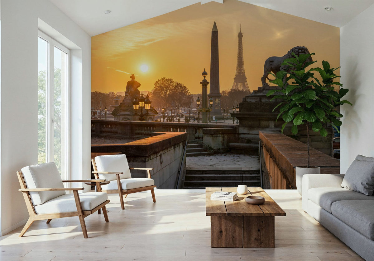 Place De La Concorde At Sunset Mural Wallpaper - room preview 02
