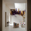 York England Skyline Purple & Gold Mural Wallpaper - room preview 02