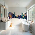 Sharjah Skyline Blue & Bronze Mural Wallpaper - room preview 02