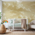 Intaglio Clouds, Butter Yellow Mural Wallpaper - room preview 02
