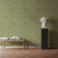 Mottled Linen Effect, Olive Green Mural Wallpaper - room preview 02