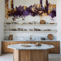 Wakefield England Skyline Purple & Gold Mural Wallpaper - room preview 02