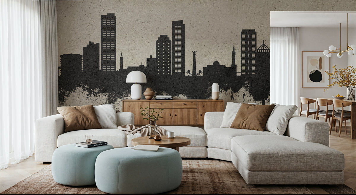Umm Al Quwain Skyline Concrete Mural Wallpaper - room preview 02