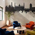 Zaragoza Spain Skyline Concrete Mural Wallpaper - room preview 02