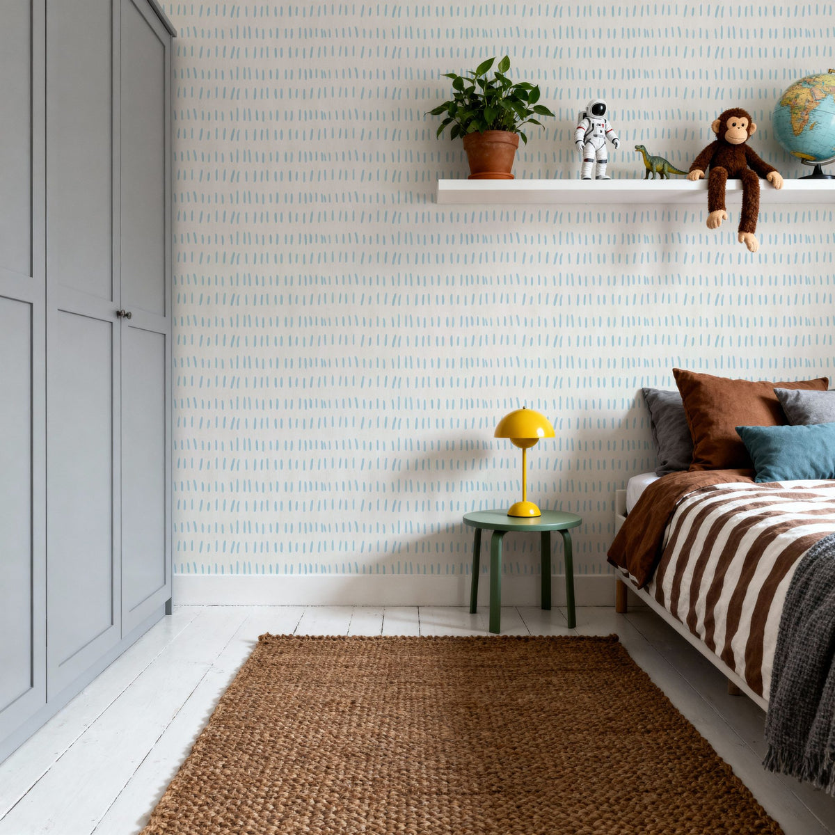 Coastal Leaning Light Blue Mural Wallpaper - room preview 02