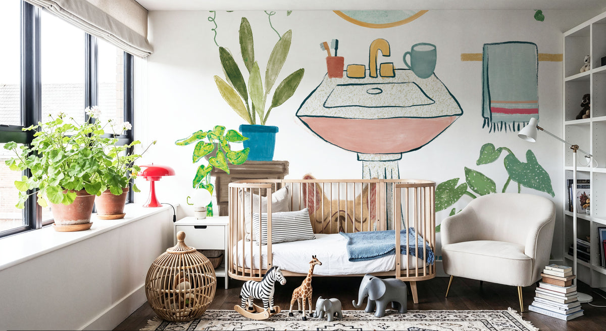 Urban Jungle Bath III Pet Mural Wallpaper - room preview 02