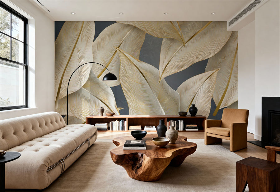 Palm Leaf Wallpaper Mural – Tropical Wall Mural for study – Art Palms Study