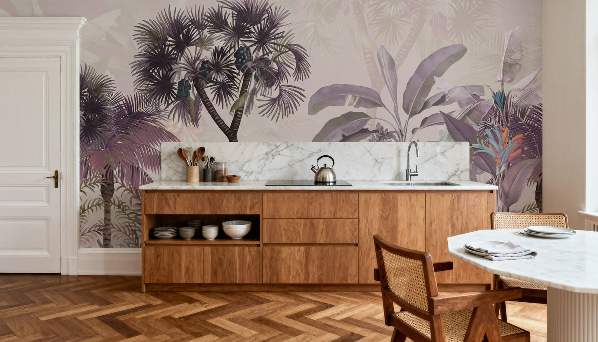 Tropical Forest Strolls Light Purple Mural Wallpaper - room preview 02