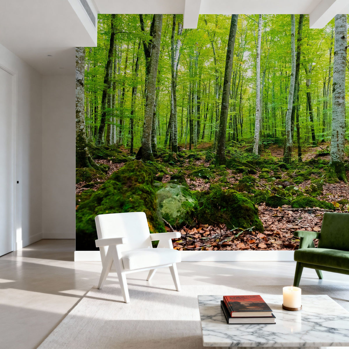 Intense Birch Wood Mural Wallpaper - room preview 02