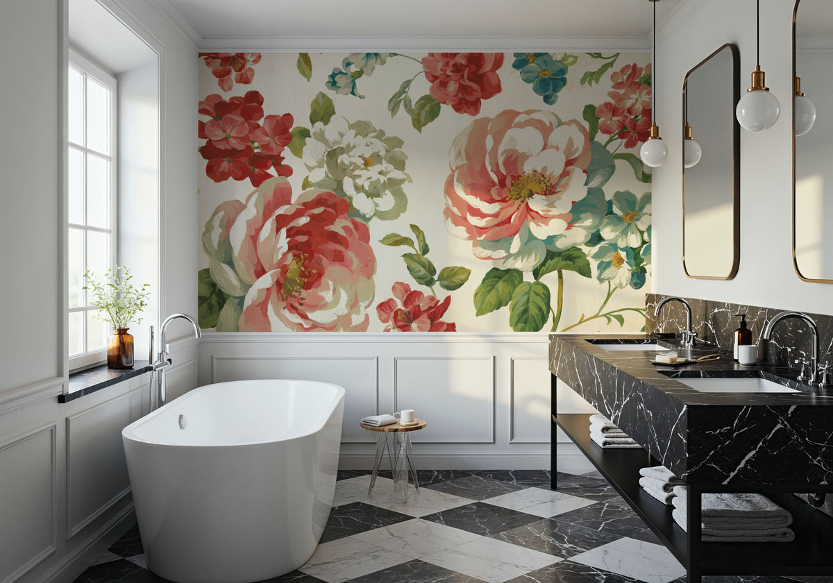 Elegant Floral V Mural Wallpaper - room preview 02
