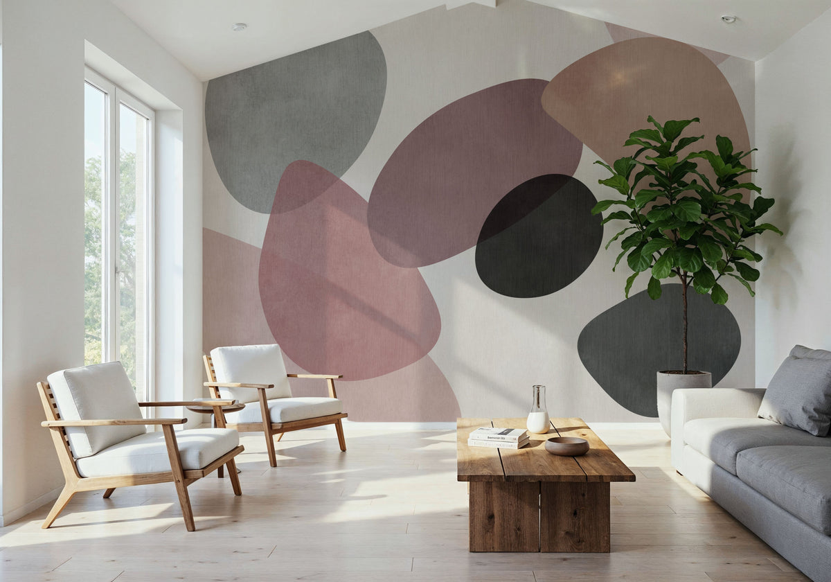 Lava Shapes, Rose Mural Wallpaper - room preview 02