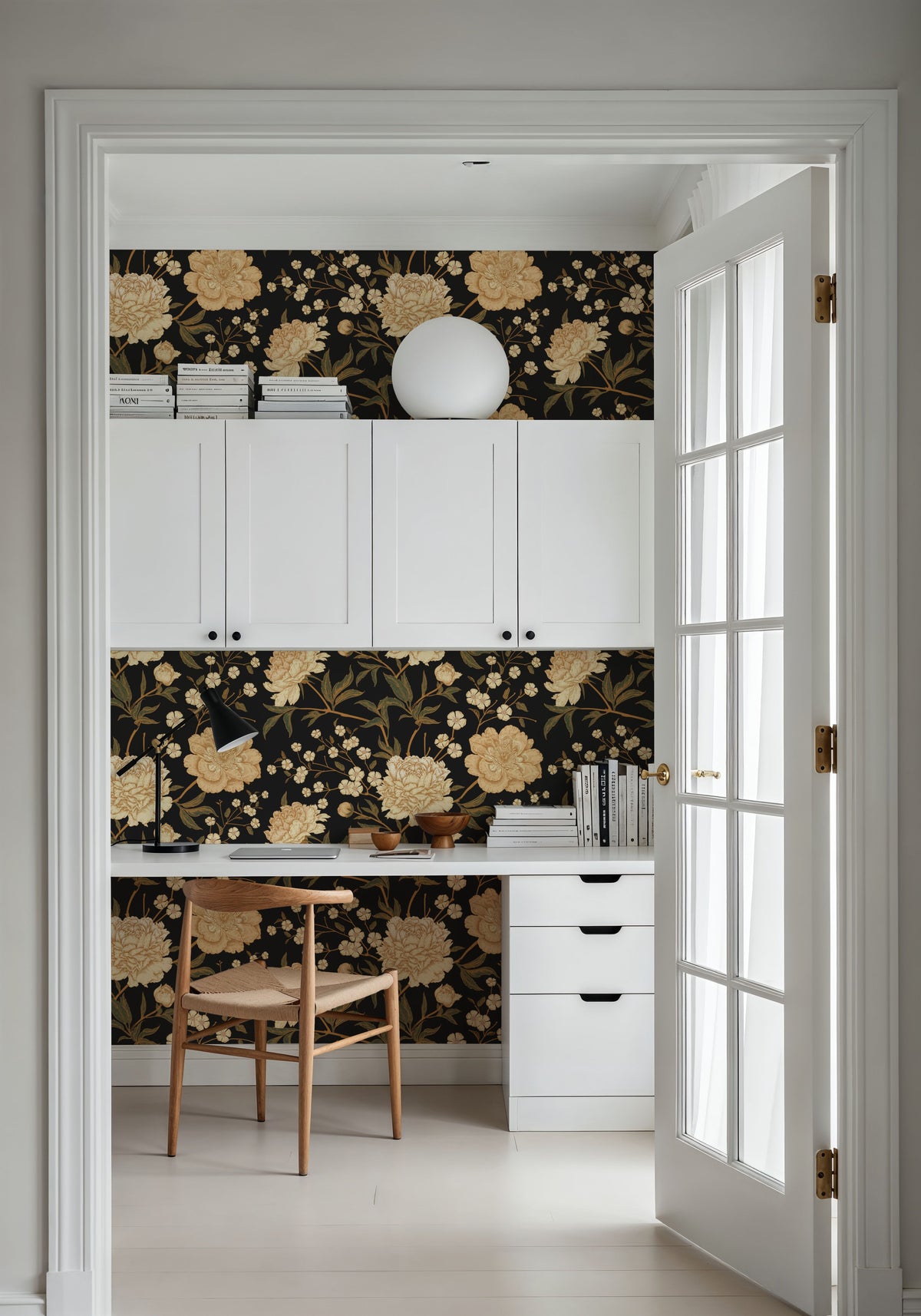 Vintage Peonies Pattern Mural Wallpaper - room preview 02
