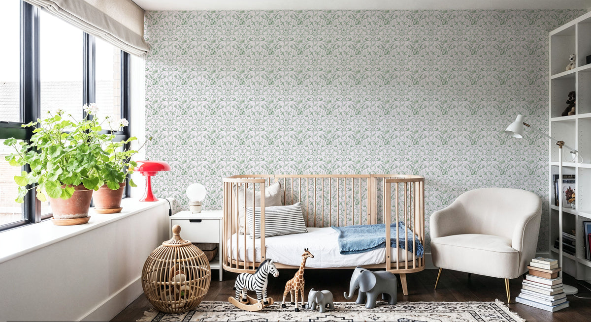 Spring Field Rabbits, Green Mural Wallpaper - room preview 02