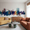 Kassel Germany Skyline Blue & Bronze Mural Wallpaper - room preview 02