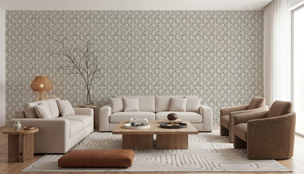 Emerald Trellis Petite, Cloud Mural Wallpaper - room preview 02